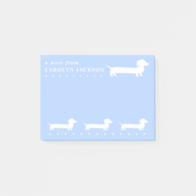 Cute Dachshund Light Blue Anpassningsbar Färger Post-it Block (Framsida)