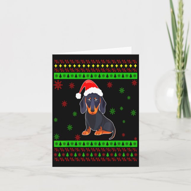 Cute Dachshund Long Dog Mom Merry Xmas New Year  Kort (Framsida)