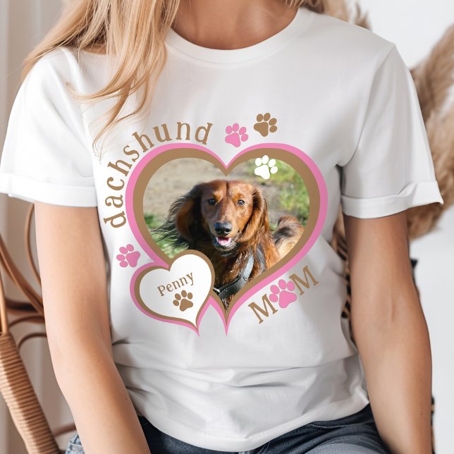 Cute Dachshund Mamma Anpassningsbar Photo Personli T Shirt (Skapare uppladdad)