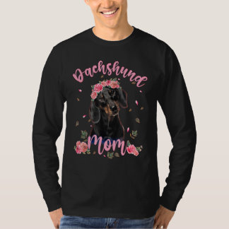 Cute Dachshund Mamma Flower Hund Women T Shirt