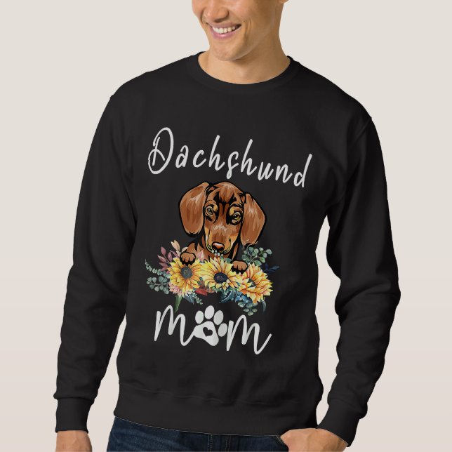 Cute Dachshund Mamma Solros Mamma Lång Ärmad Tröja (Framsida)