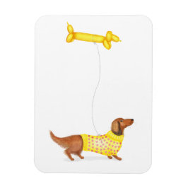 Cute Dachshund med ballongmagnet av korvballong me Magnet