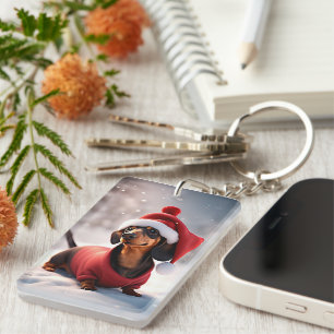 Cute Dachshund med julhatt