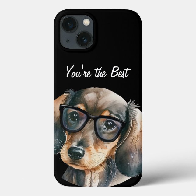 Cute Dachshund med svarta glasögon (Baksida)