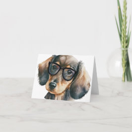 Cute Dachshund med svarta glasögon Tack Kort