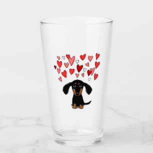 Cute Dachshund med Valentine Hearts Wiener Hund Glaskopp