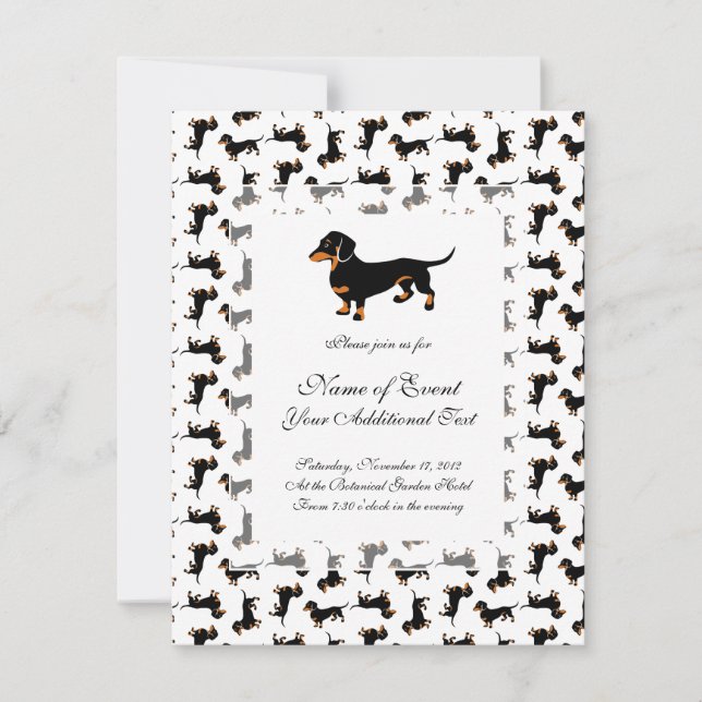 Cute Dachshund Mönster Inbjudningar (Framsida)
