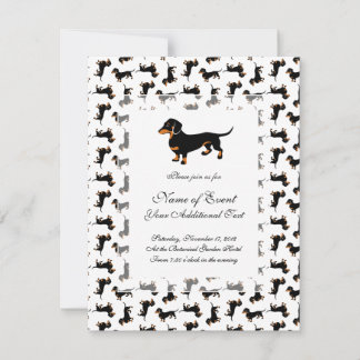 Cute Dachshund Mönster Inbjudningar