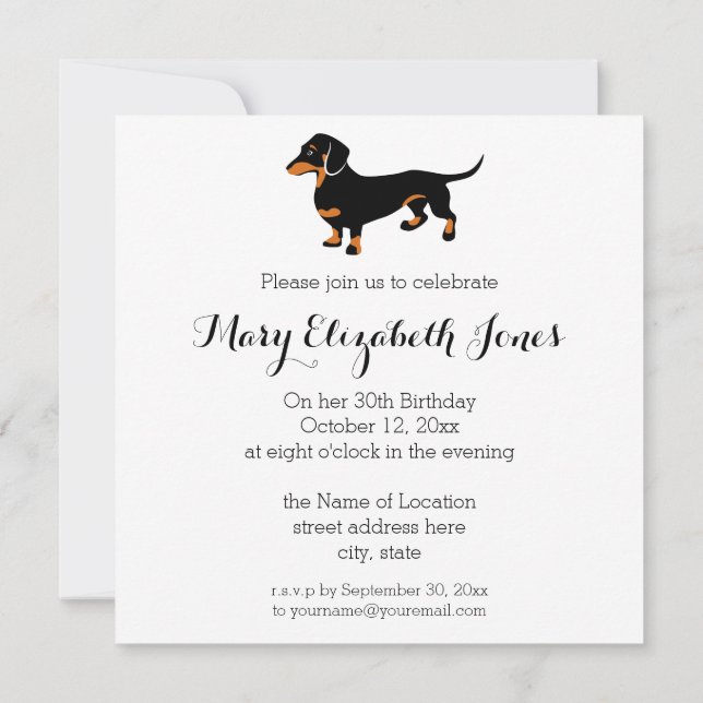 Cute Dachshund Mönster Inbjudningar (Baksida)
