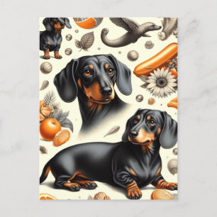 Cute Dachshund Mönster Vykort