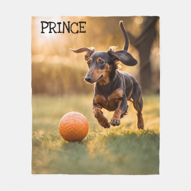 Cute Dachshund Personlig Fleecefilt (Framsidan)