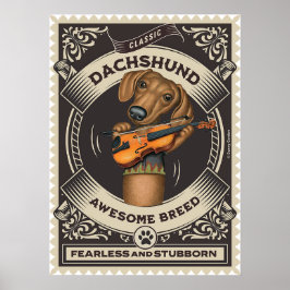 Cute Dachshund Plut Violin Poster