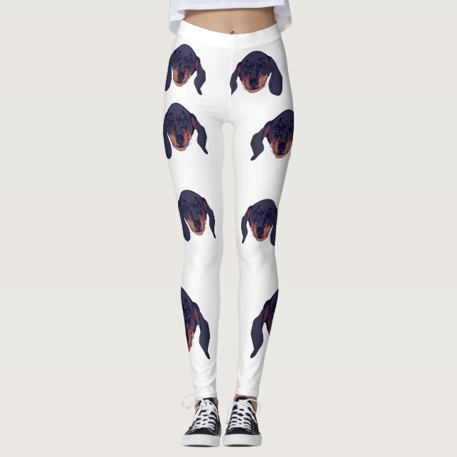 Cute Dachshund Porträtt Leggings (Framsida)