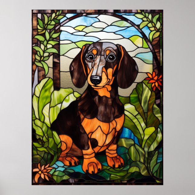 Cute Dachshund Porträtt Poster (Framsidan)