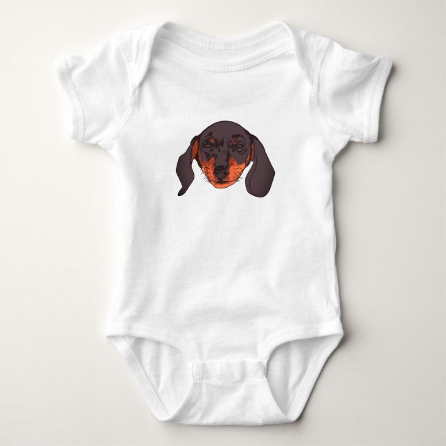 Cute Dachshund Porträtt T Shirt (Framsida)