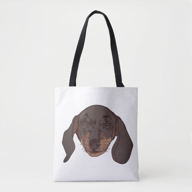 Cute Dachshund porträtt Tygkasse (Framsida)