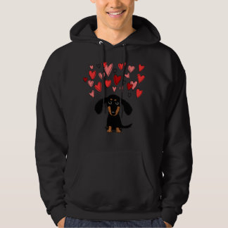 Cute Dachshund Puppy Hund med Valentine Hearts Cla Hoodie