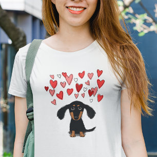 Cute Dachshund Puppy Hund med Valentine Hearts Tröja