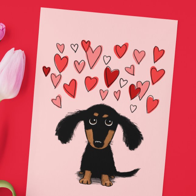 Cute Dachshund Puppy Hund Valentine Day Kärlek Helgkort (Skapare uppladdad)