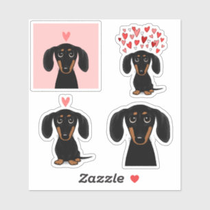 Cute Dachshund Puppy Hund Valentine Stickers Klistermärken