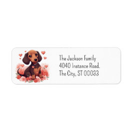Cute Dachshund Puppy Kawaii Chibi Returadress Etikett
