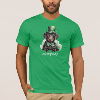 Cute Dachshund Puppy St. Patrick's Day Lucky Dog W T Shirt