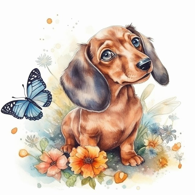 Cute Dachshund Puppy Watercolor Tygkasse (Skapare uppladdad)