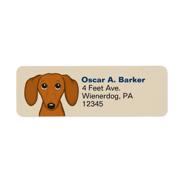 Cute Dachshund | Returetiketter för Wiener-Hund Returadress Etikett (Framsidan)