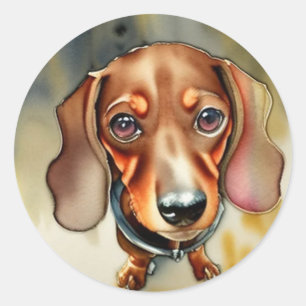 Cute Dachshund, runda klistermärken