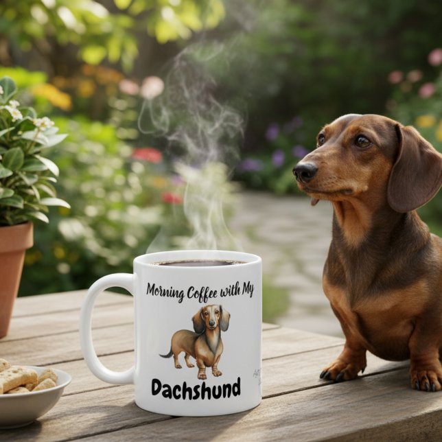 Cute Dachshund Sandy Brown Morgon Kaffemugg (Skapare uppladdad)