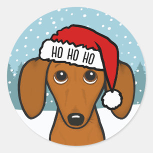 Cute Dachshund Santa Wiener Hund jul Runt Klistermärke