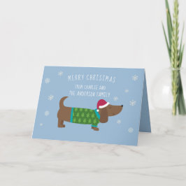 Cute Dachshund Snowflake Tecknad Jul Kort