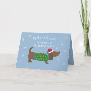 Cute Dachshund Snowflake Tecknad Jul Kort