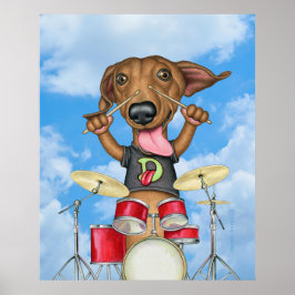 Cute Dachshund spelar dammar Poster