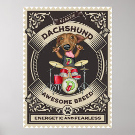 Cute Dachshund spelar dammar Poster