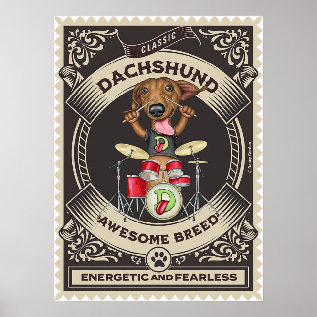 Cute Dachshund spelar dammar Poster (Framsidan)