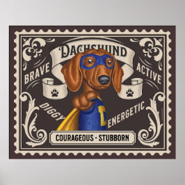 Cute Dachshund Superhjälte Poster