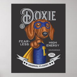 Cute Dachshund Superhjälte Poster