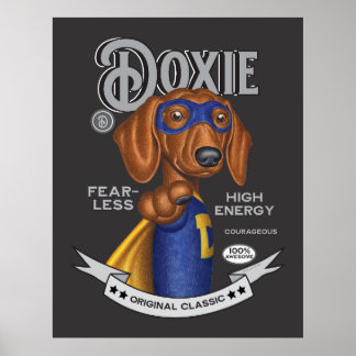Cute Dachshund Superhjälte Poster