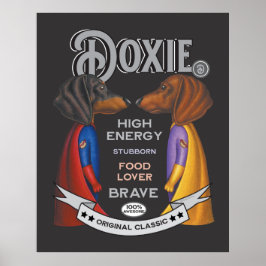 Cute Dachshund Superhjälte Team Poster