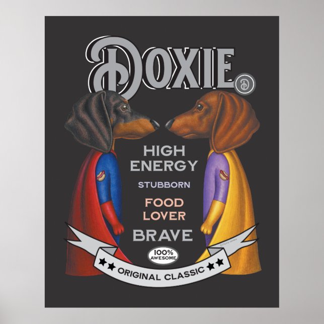Cute Dachshund Superhjälte Team Poster (Framsidan)