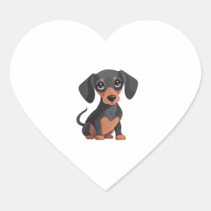 Cute Dachshund Tecknad Adsible Wiener Hund Clipart Hjärtformat Klistermärke