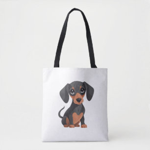 Cute Dachshund Tecknad Adsible Wiener Hund Clipart Tygkasse