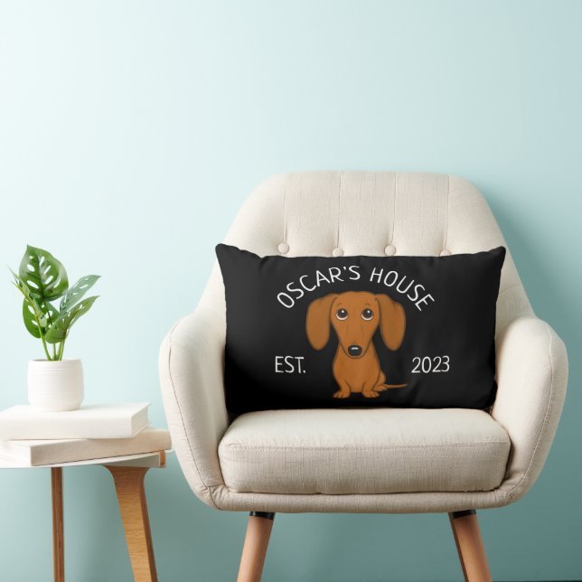 Cute Dachshund Tecknad Dag-Personlig Lumbarkudde (Stol)