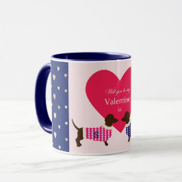 Cute Dachshund Valentine Hund Heart Monogram Rolig Mugg