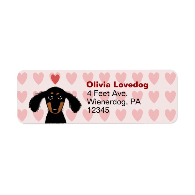 Cute Dachshund Valentine Kärlek Returadress Etikett (Framsidan)