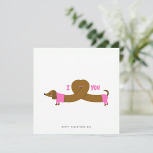 Cute Dachshund Valentines day-hälsningskort för Hu Julkort