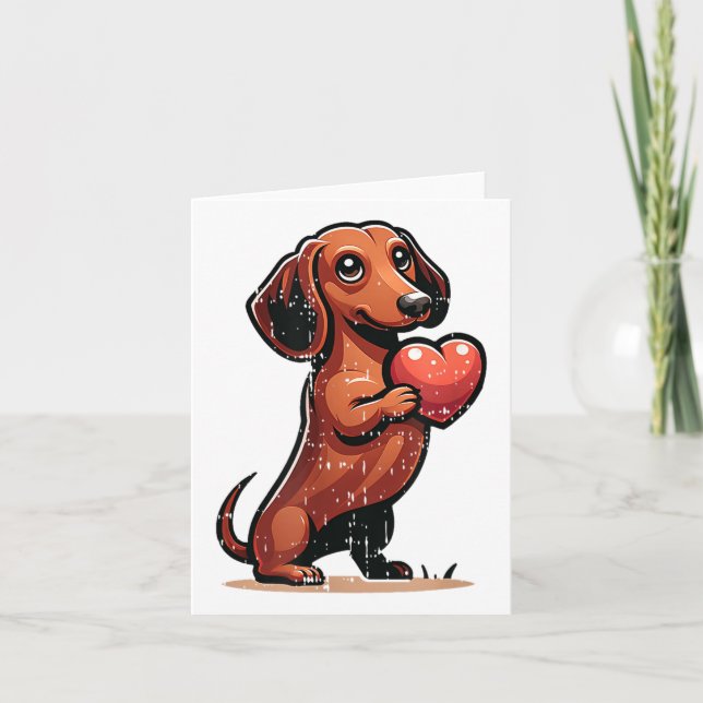 Cute Dachshund Valentines day Heart Älskare Hund M Kort (Framsida)