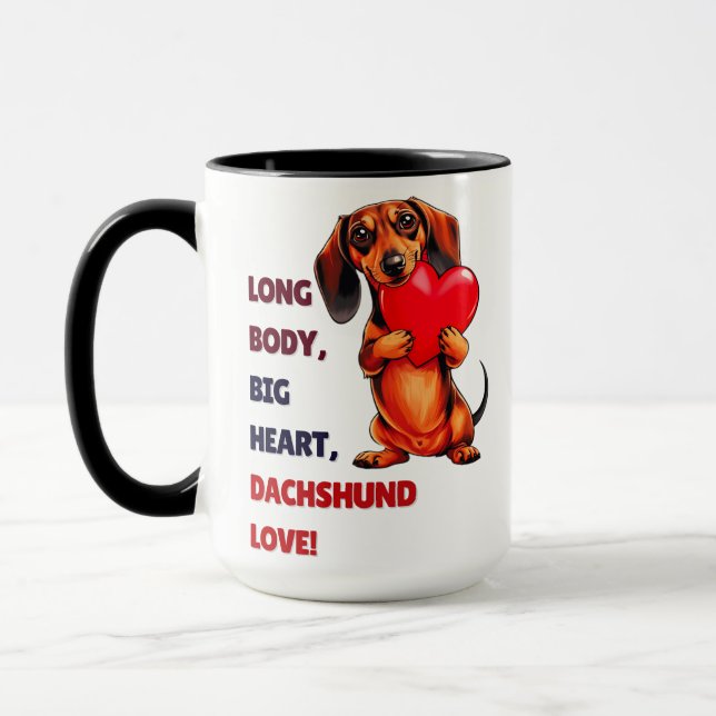 Cute Dachshund Valentines day Heart Älskare Hund M Mugg (Vänster)