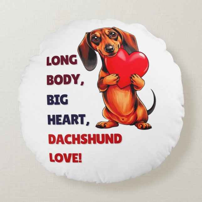 Cute Dachshund Valentines day Heart Älskare Hund M Rund Kudde (Framsidan)